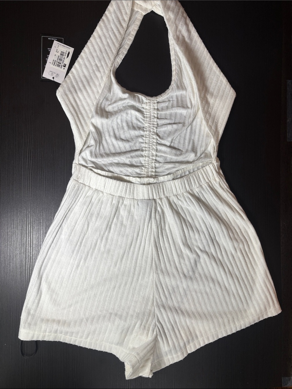Volcom White Ribbed Crossback One-Piece Romper xs - Picture 2 of 7